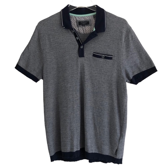 Ted Baker London Short Sleeve Polo Shirt Blue Size 5 - Picture 1 of 10